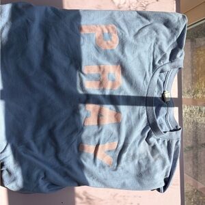 Bella Canvas Blue Tee with Pink Lettering
